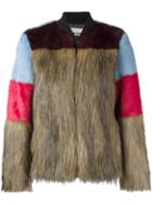Msgm Faux Fur Bomber Jacket, Women's, Size: 40, Brown, Modacrylic/viscose