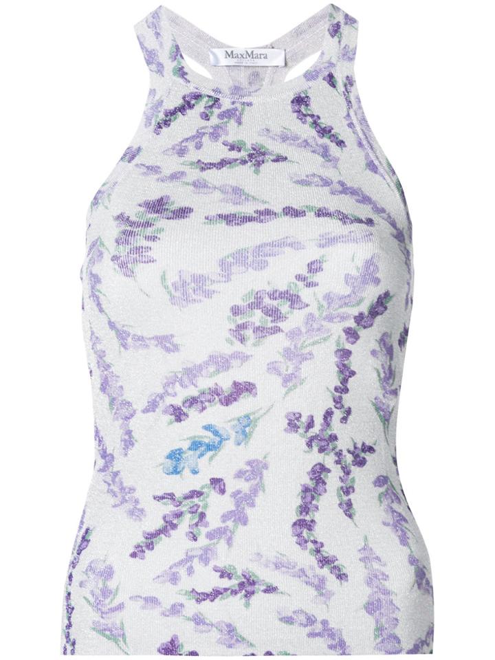 Max Mara Leaf Patterned Tank Top - Metallic