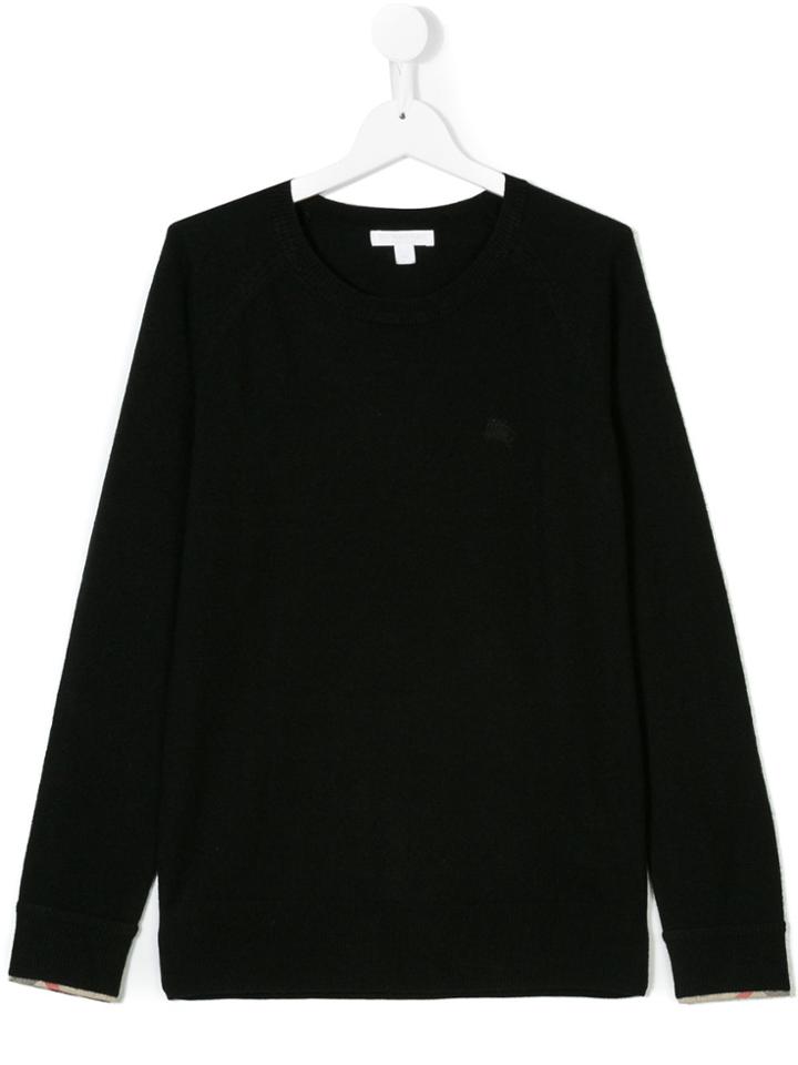 Burberry Kids Check Cuff Cashmere Sweater - Black