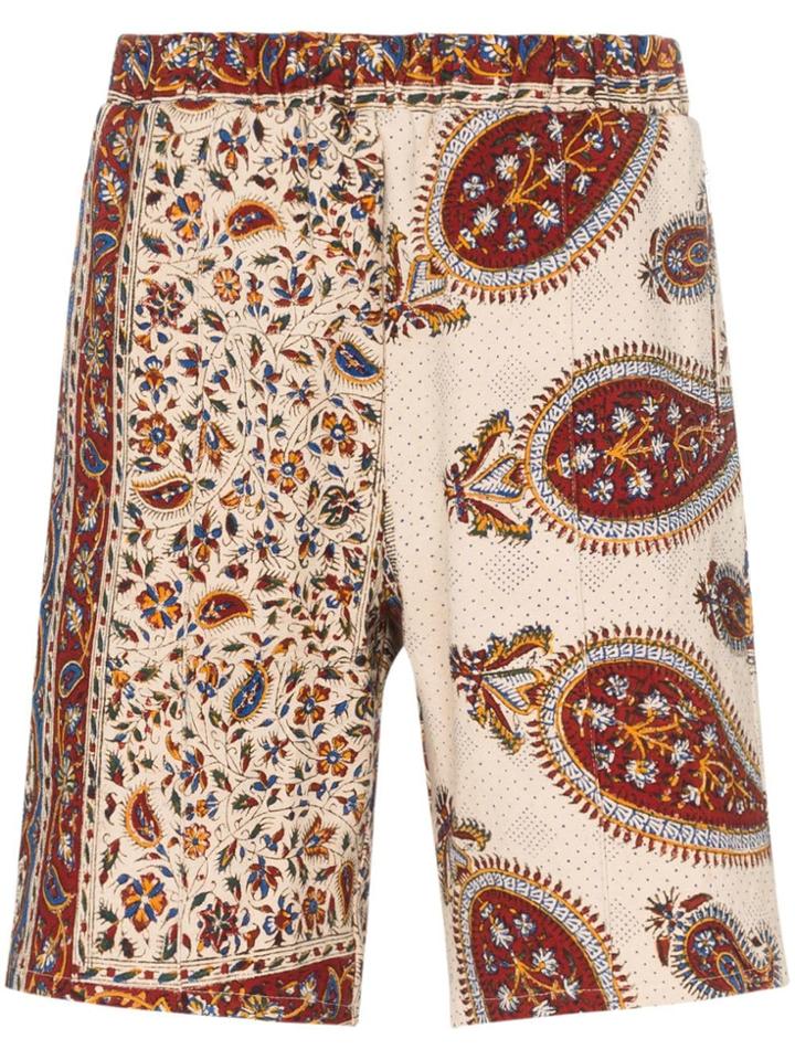 Paria Farzaneh Iranian Printed Knee-length Cotton Shorts - Neutrals
