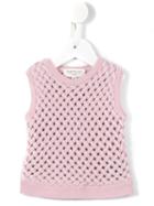 Cashmirino - Lattice Knit Tank Top - Kids - Cashmere - 12 Mth, Pink/purple