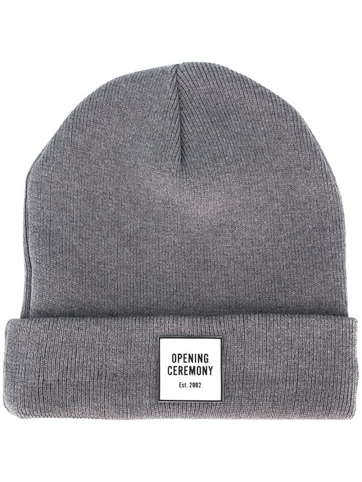 Opening Ceremony Logo Patch Beanie, Adult Unisex, Grey, Cotton/acrylic