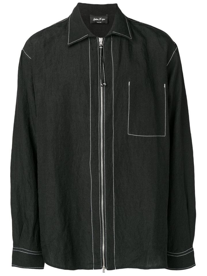 Andrea Ya'aqov Stitch Detail Zip Shirt - Black