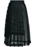 Comme Des Garçons Noir Kei Ninomiya Pleated Lace Skirt - Black
