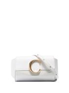 Chloé White C-ring Flap-top Leather Belt Bag