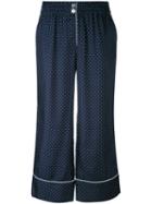 Erika Cavallini - Polka Dot Cropped Trousers - Women - Silk - 40, Blue, Silk