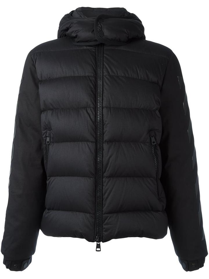 Moncler X Off-white Logo Stripe Padded Jacket, Men's, Size: 3, Black, Feather Down/cotton/polyamide