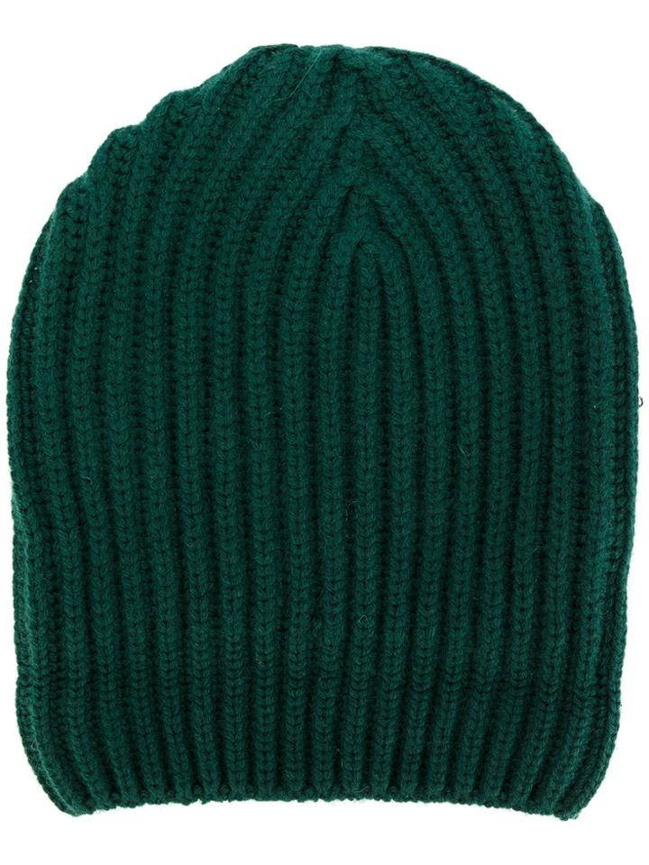 Zanone Ribbed Beanie - Green