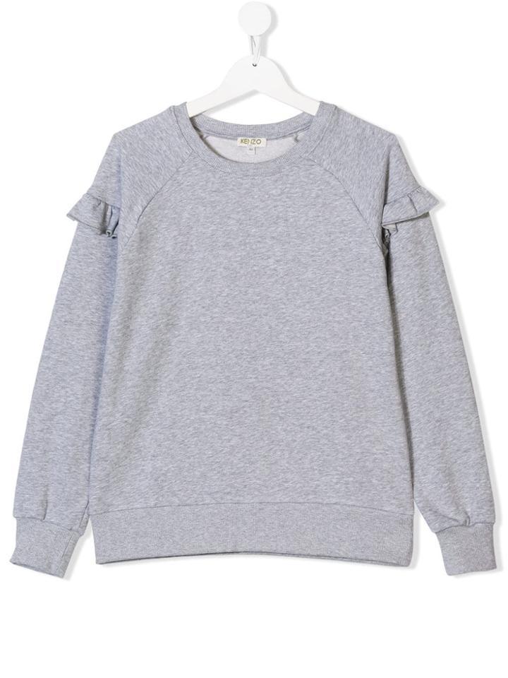 Kenzo Kids Teen Ruffle-trimmed Sweatshirt - Grey