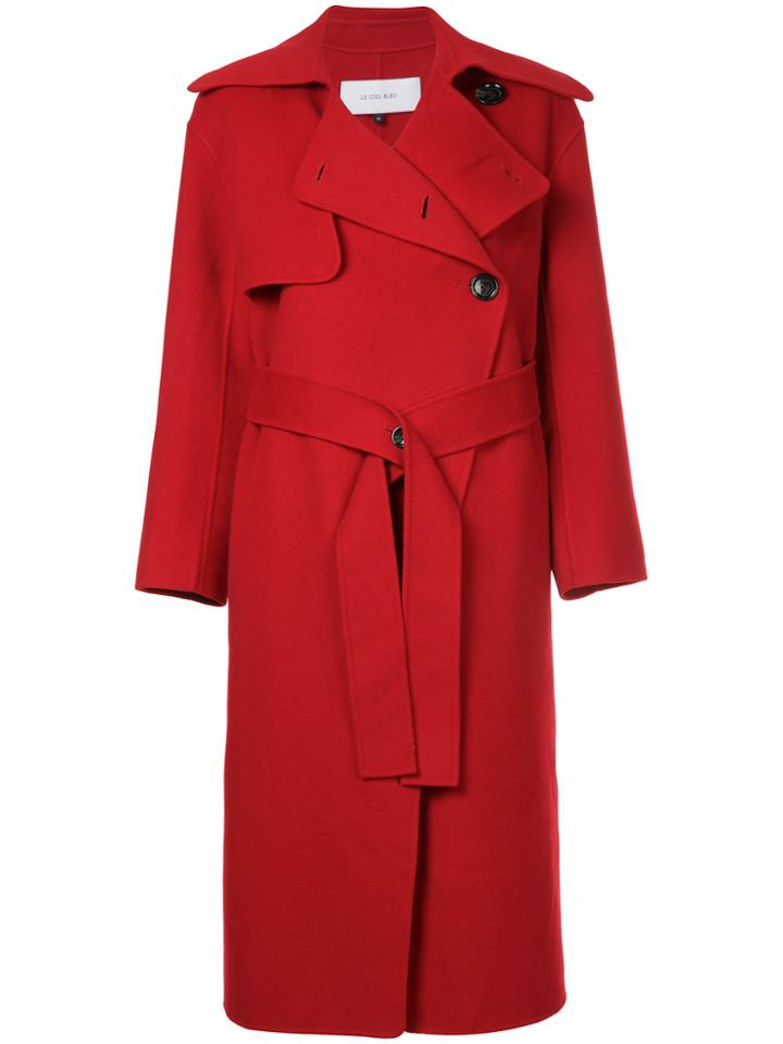 Le Ciel Bleu Classic Belted Trench Coat - Red