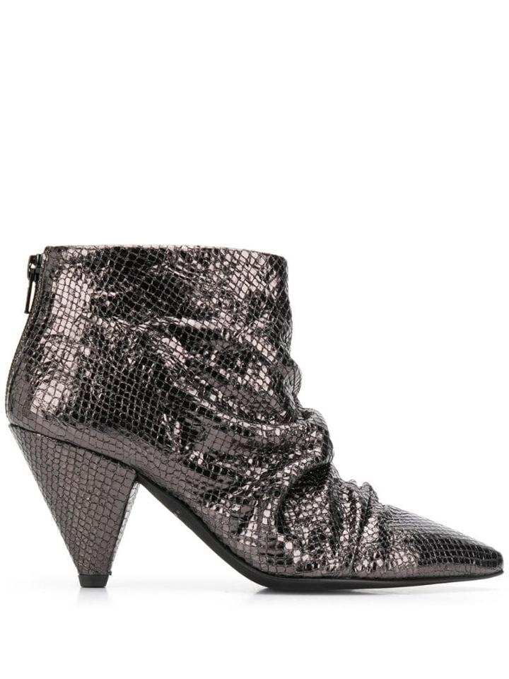 Marc Ellis Snakeskin Effect Ankle Boots - Silver