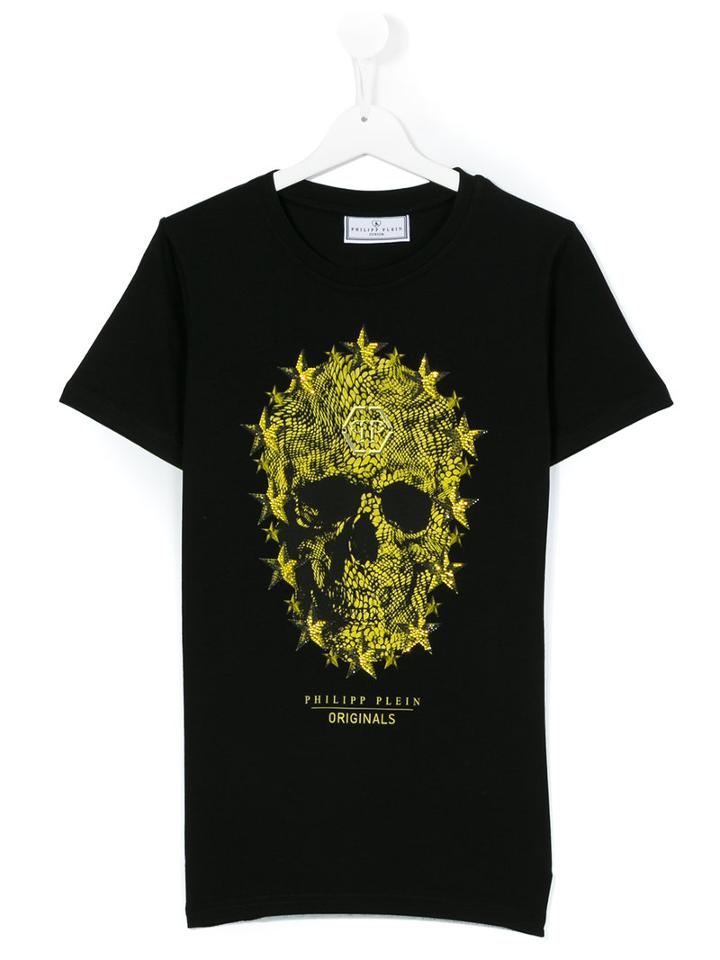 Philipp Plein Kids - Skull Print T-shirt - Kids - Cotton - 16 Yrs, Black