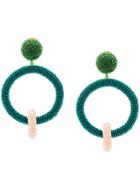 Oscar De La Renta Beaded Double Hoop Earrings - Green
