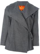 Vivienne Westwood Pinstriped Wrap Jacket, Women's, Size: 44, Grey, Cotton/polyester/virgin Wool