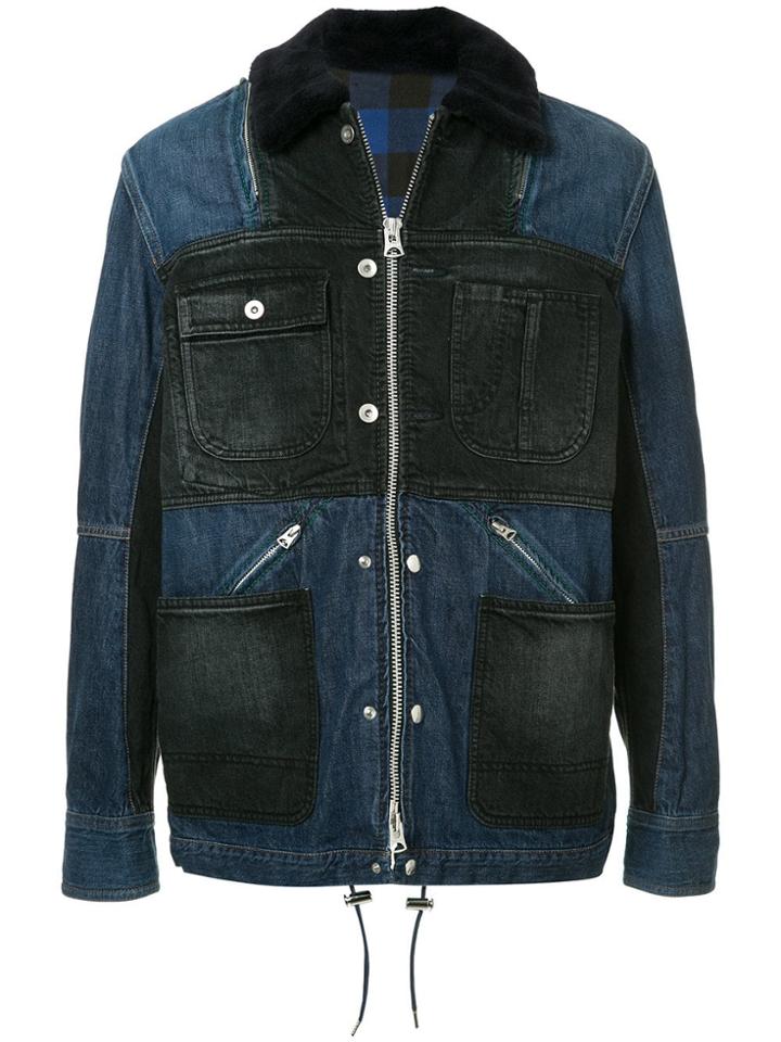 Sacai Patchwork Denim Jacket - Blue