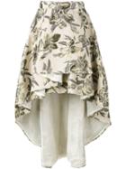 Christian Pellizzari Asymmetric Printed Skirt, Women's, Size: 44, Nude/neutrals, Cotton/polyester/acetate/viscose