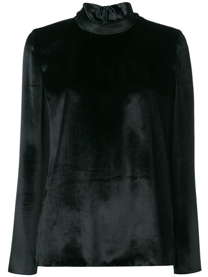 Red Valentino Longsleeved Velour Top - Black