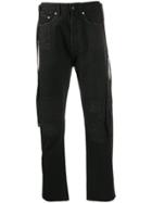 Vyner Articles Patchwork Detail Straight Leg Jeans - Black