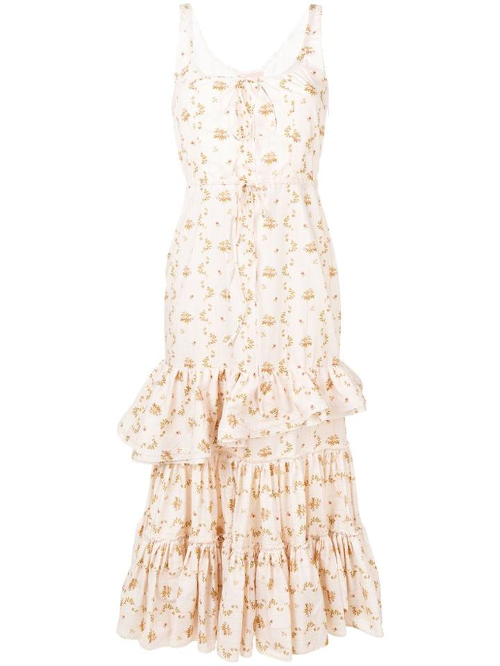 Brock Collection Tiered Floral Print Dress - Neutrals