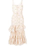 Brock Collection Tiered Floral Print Dress - Neutrals