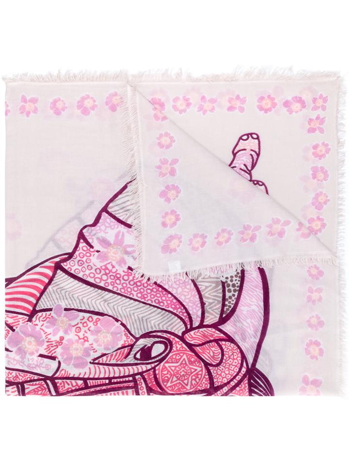 Hemisphere Elephant Print Scarf - Pink & Purple