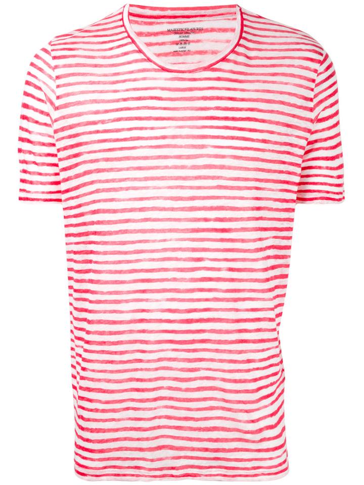 Majestic Filatures - Striped Crewneck T-shirt - Men - Linen/flax - Xl, White, Linen/flax