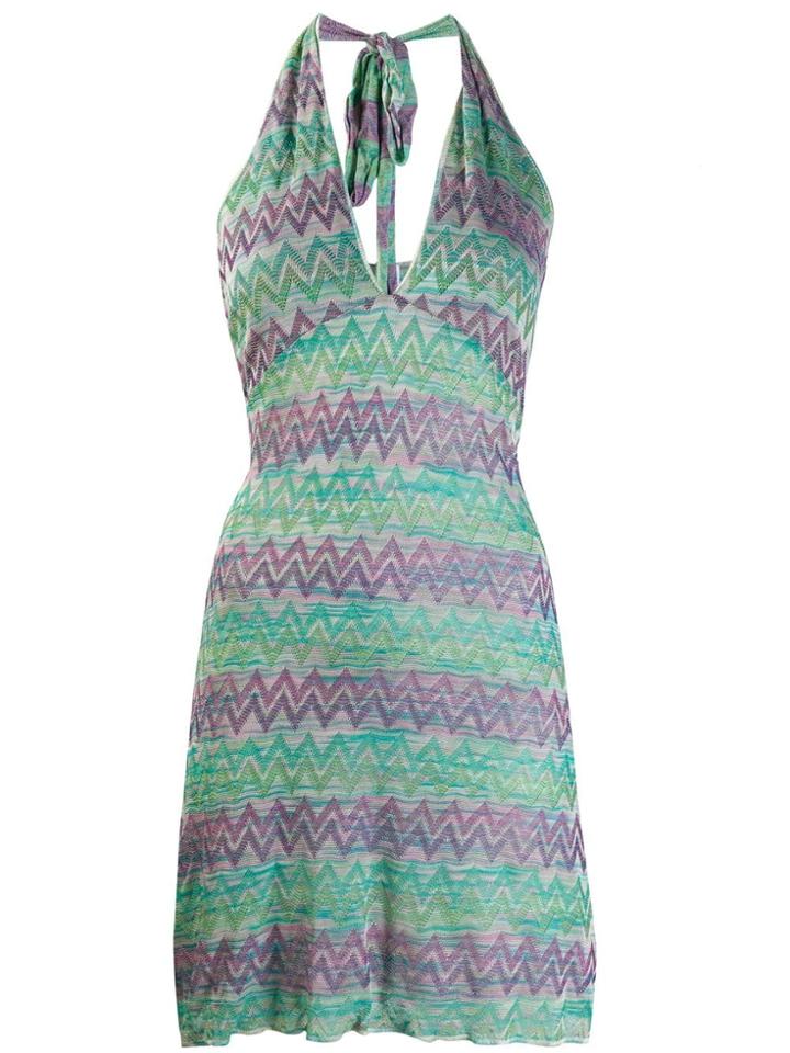 Missoni Vintage 1990's Fitted Zig-zag Dress - Green
