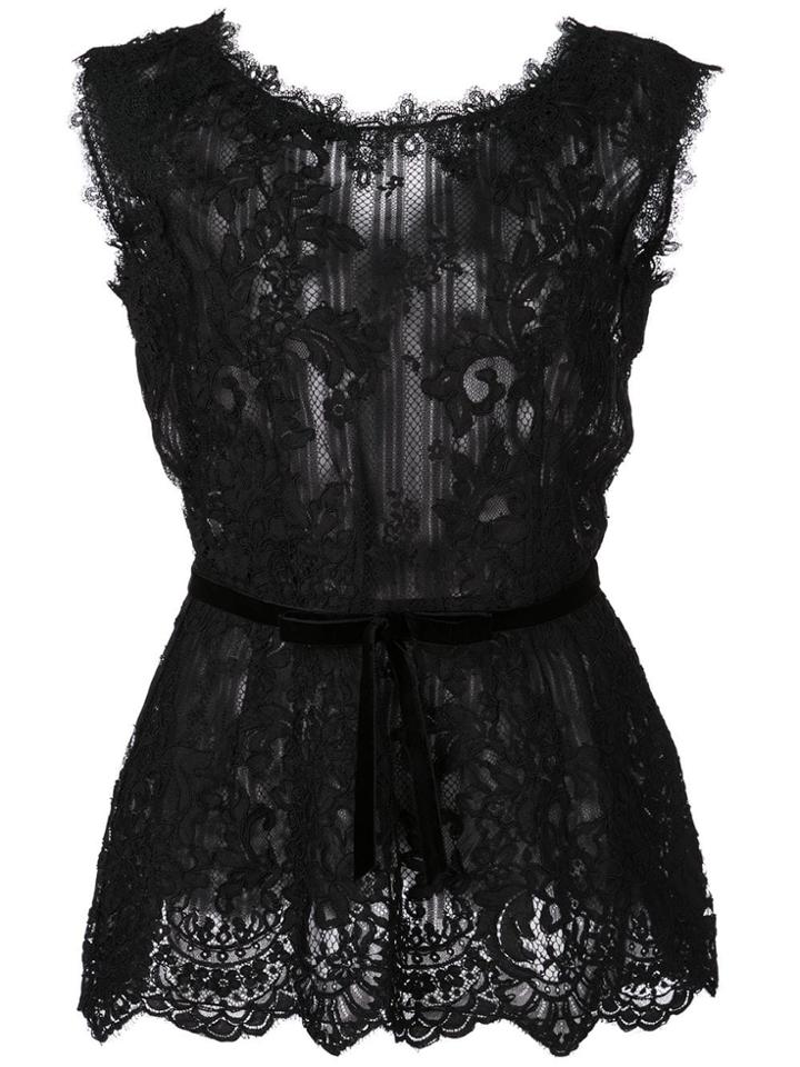 Marchesa Belted Sleeveless Blouse - Black