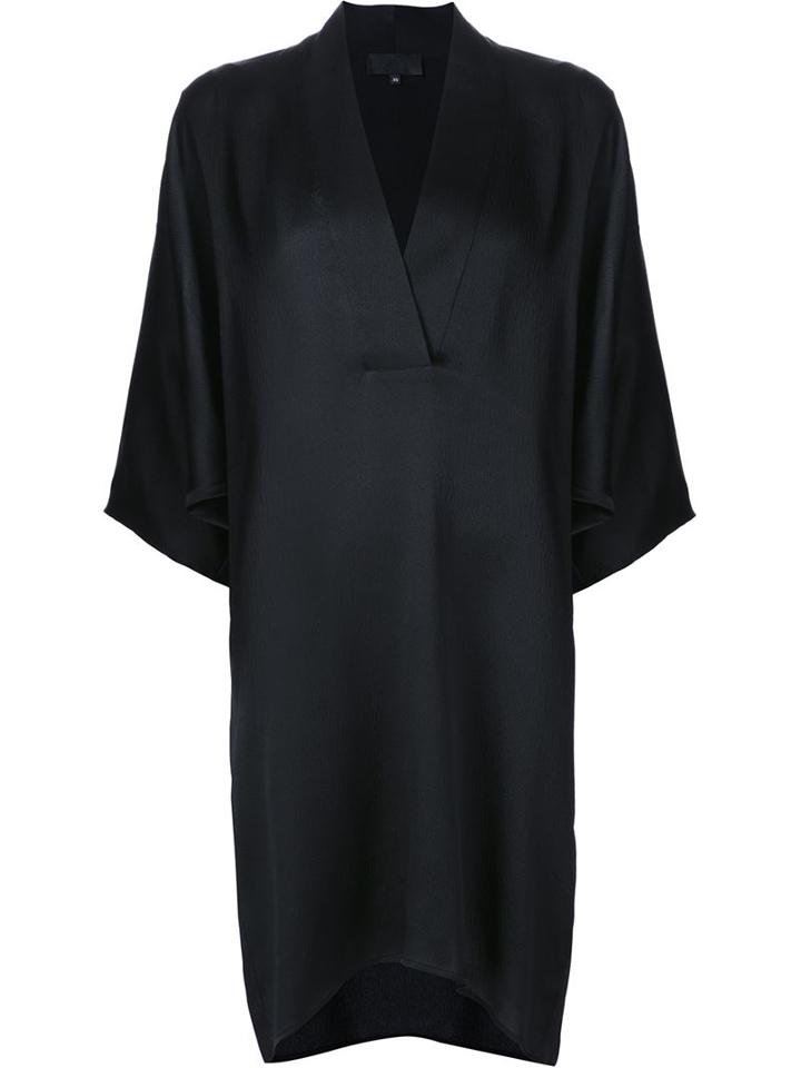 Nili Lotan Kimono Dress, Women's, Size: Medium, Black, Silk