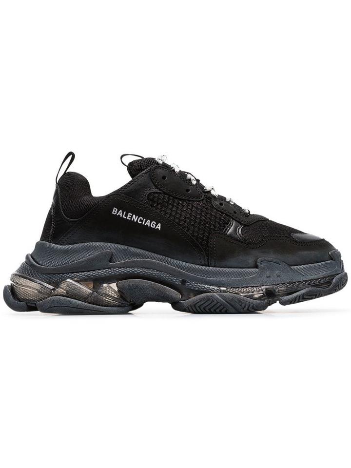 Balenciaga Black Triple S Clear Sole Sneakers