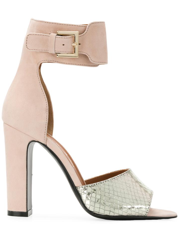 Via Roma 15 Ankle Strap Snakeskin Effect Sandals - Pink & Purple