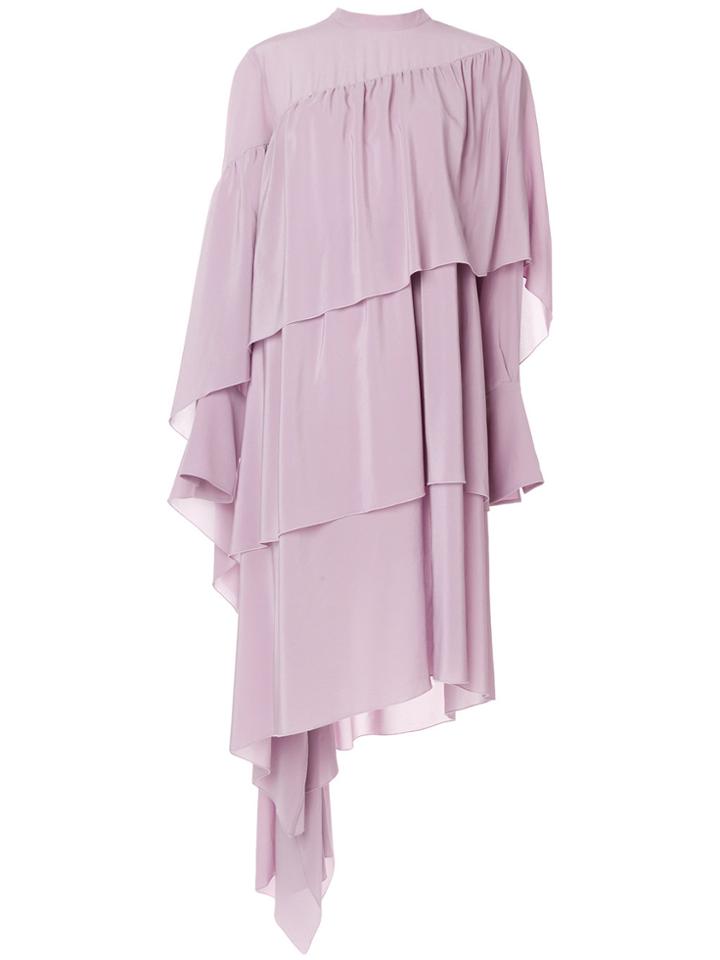Petar Petrov Tiered Asymmetric Dress - Pink & Purple