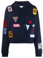 Calvin Klein Multi-badges Cropped Hoodie - Blue