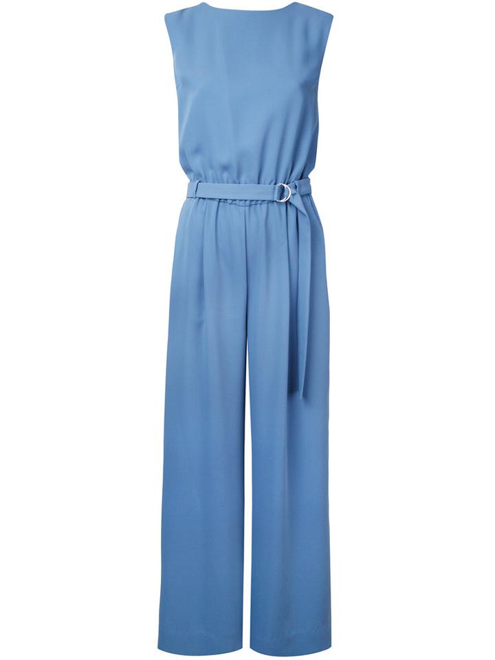 Estnation - Belted Jumpsuit - Women - Polyester/cupro - 38, Blue, Polyester/cupro