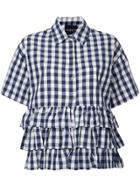 Erika Cavallini Checked Ruffled Shirt - Blue