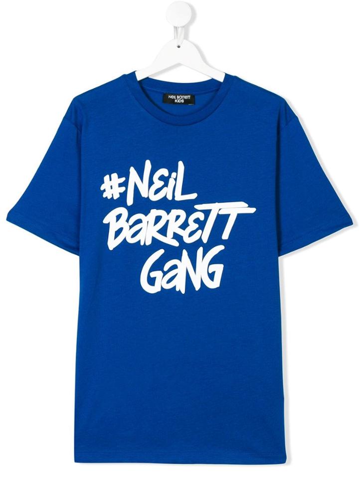 Neil Barrett Kids Teen Logo Print T-shirt - Blue