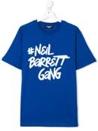Neil Barrett Kids Teen Logo Print T-shirt - Blue
