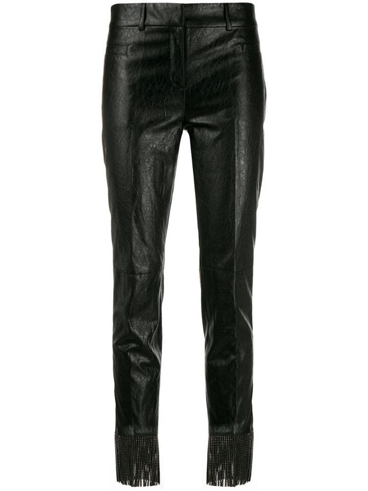 Philosophy Di Lorenzo Serafini Fringed Faux Leather Trousers - Black