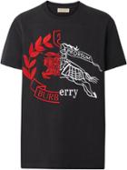 Burberry Contrast Crest Cotton T-shirt - Black
