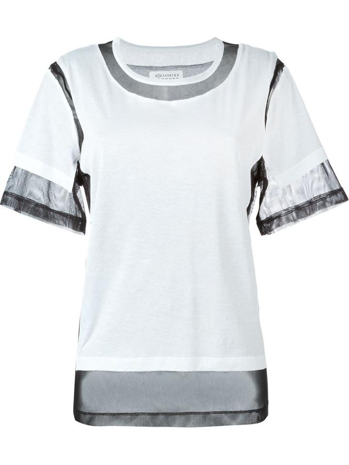 Maison Margiela Semi-sheer Paneled T-shirt, Women's, Size: Medium, White, Cotton