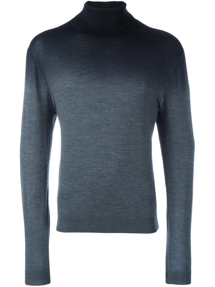 Emporio Armani Tonal Turtleneck Jumper, Men's, Size: Medium, Grey, Wool