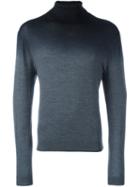 Emporio Armani Tonal Turtleneck Jumper, Men's, Size: Medium, Grey, Wool