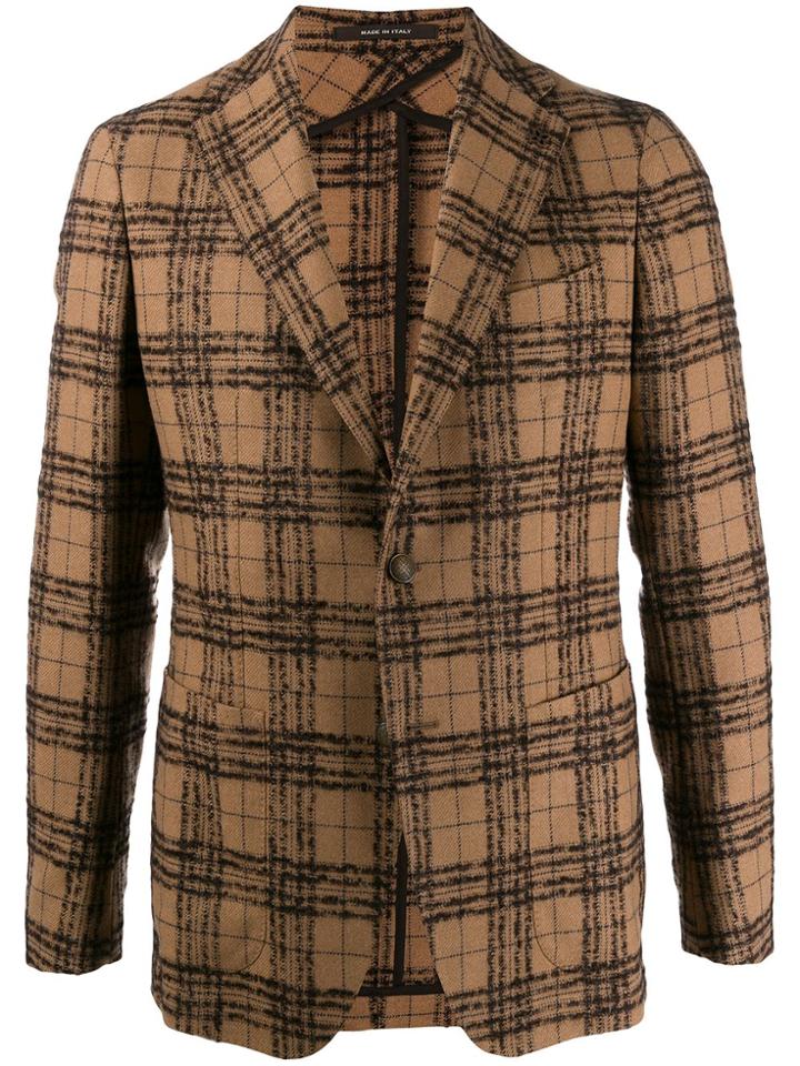 Tagliatore Check Suit Jacket - Brown