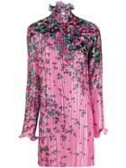 Givenchy Pleated Asymmetric Print Dress - Pink