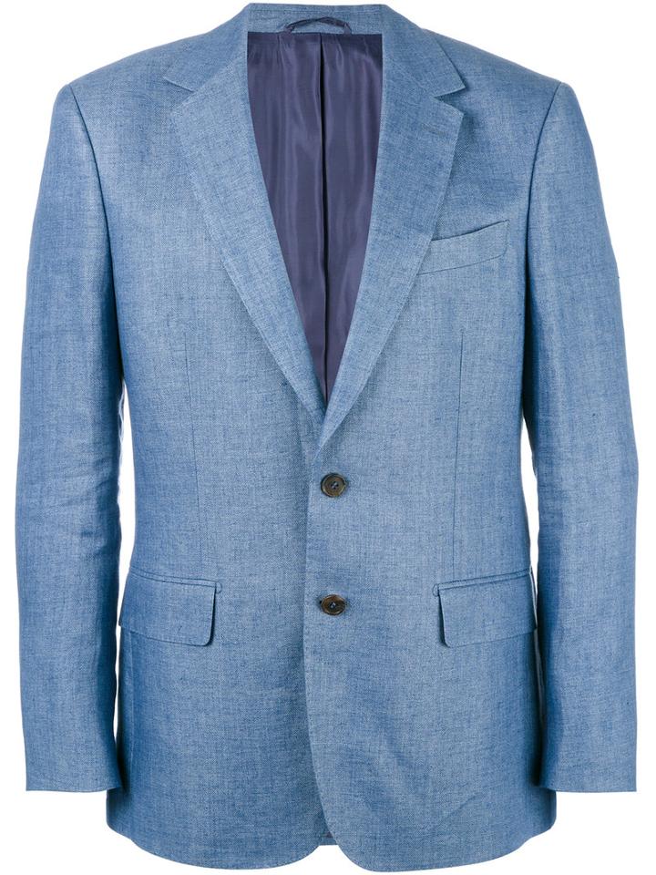 Gieves & Hawkes - Button Blazer - Men - Linen/flax/cupro - 42, Blue, Linen/flax/cupro