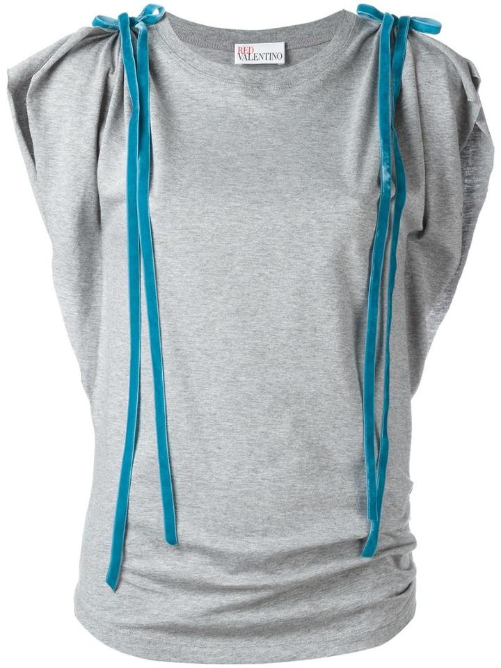 Red Valentino Tied Detailing T-shirt, Women's, Size: Xs, Grey, Cotton