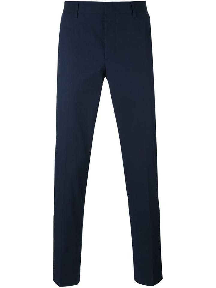 Lanvin Slim Stripe Detail Chinos, Men's, Size: 54, Blue, Cotton/viscose