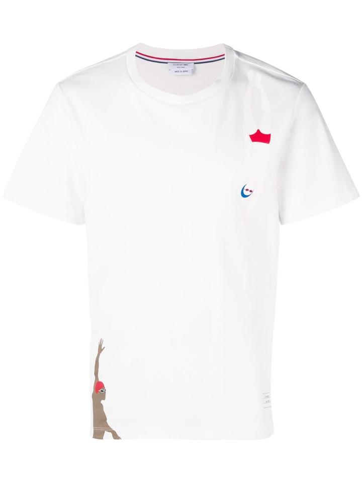 Thom Browne Printed Swimmer Solid Jersey Tee - White