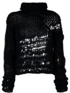 Isabel Benenato Distressed Jumper, Women's, Size: 40, Black, Alpaca/yak/hemp/polyamide