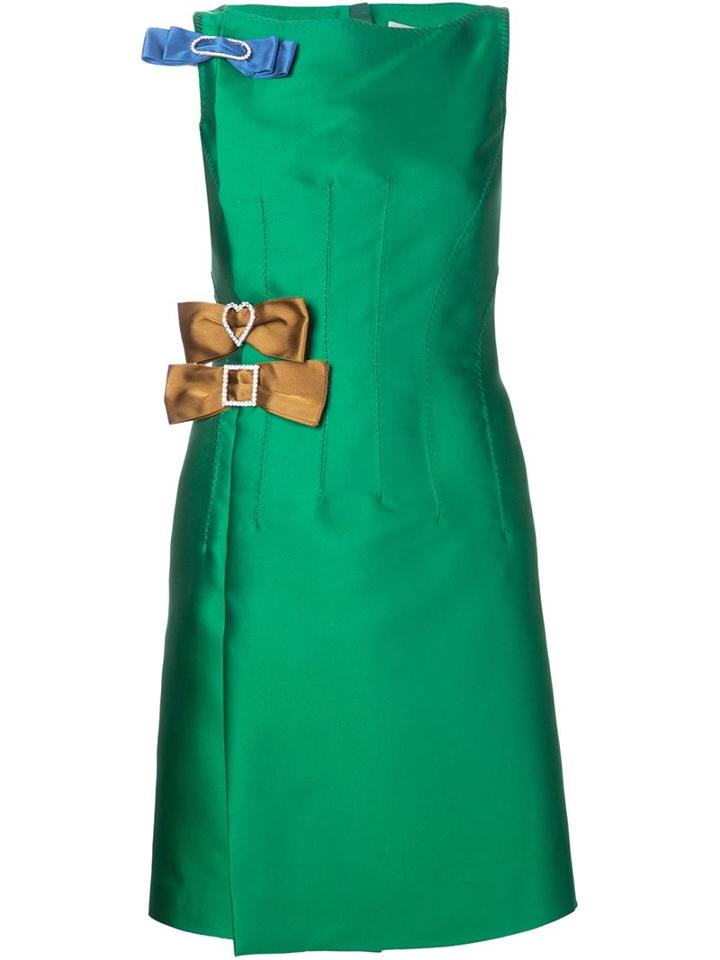 Lanvin Bow Detail Dress, Women's, Size: 38, Green, Silk/polyester